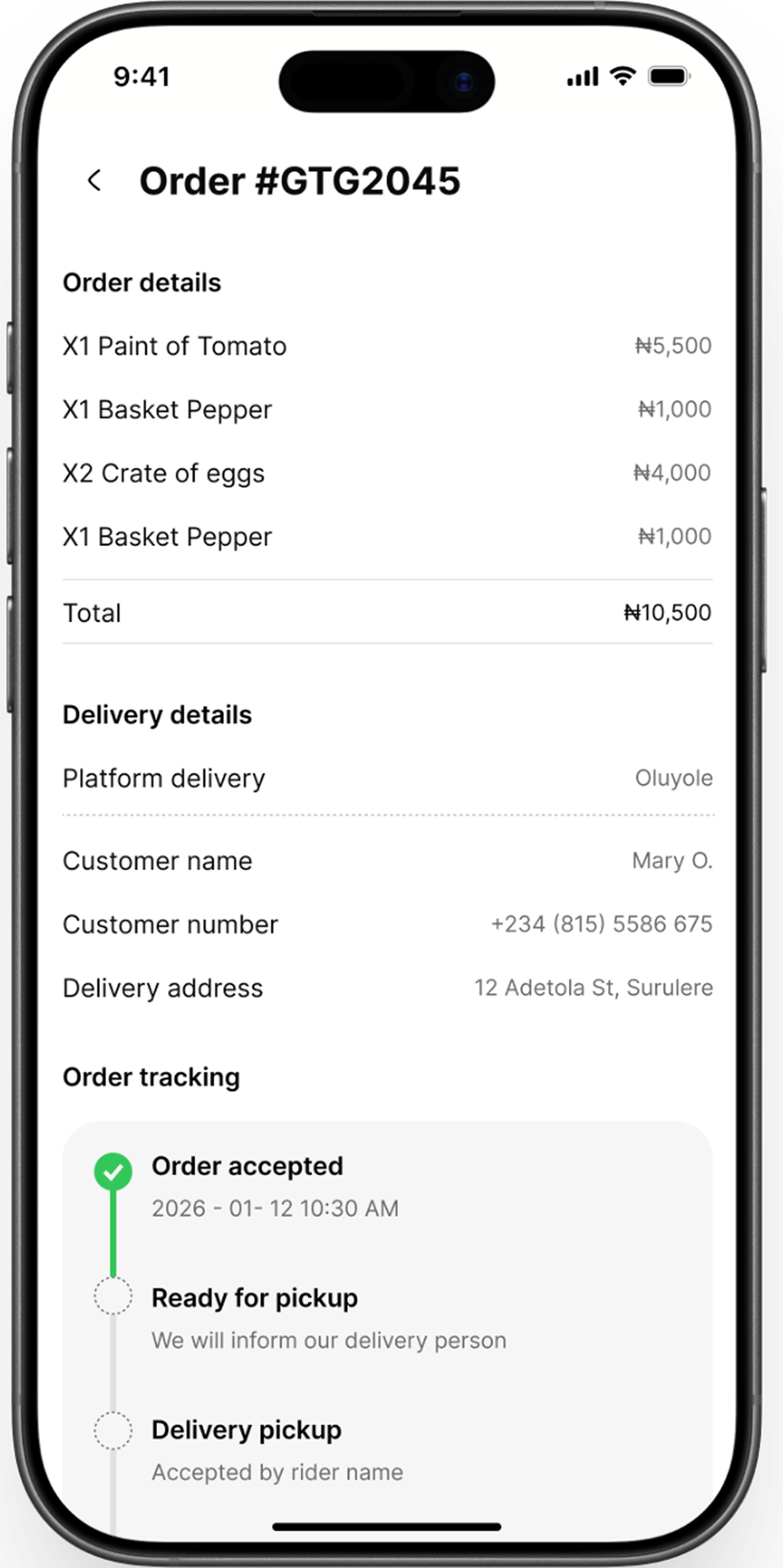 Delivery Scheduling & Order Tracking